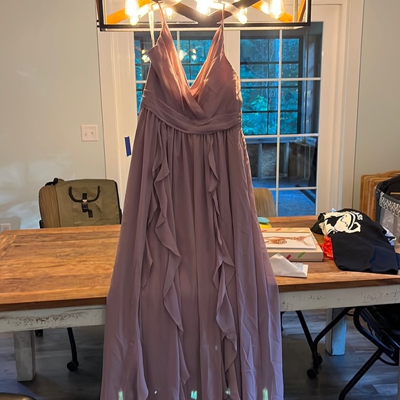 David’s Bridal mauve size 12 mauve floor length bridesmaid dress WORN ONCE - Picture 1 of 7